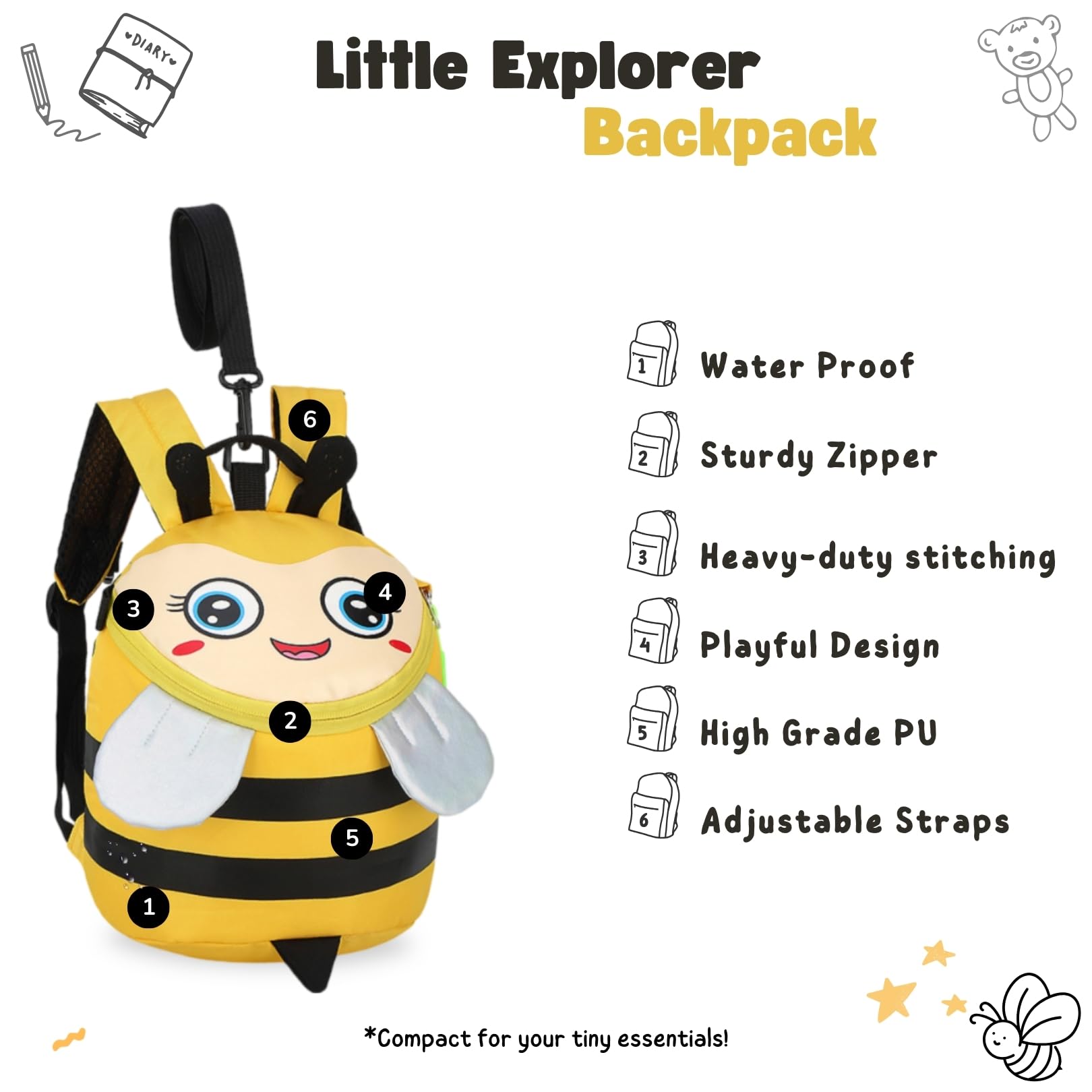 Tinker Squad honey bee backpack - art supplies carrier